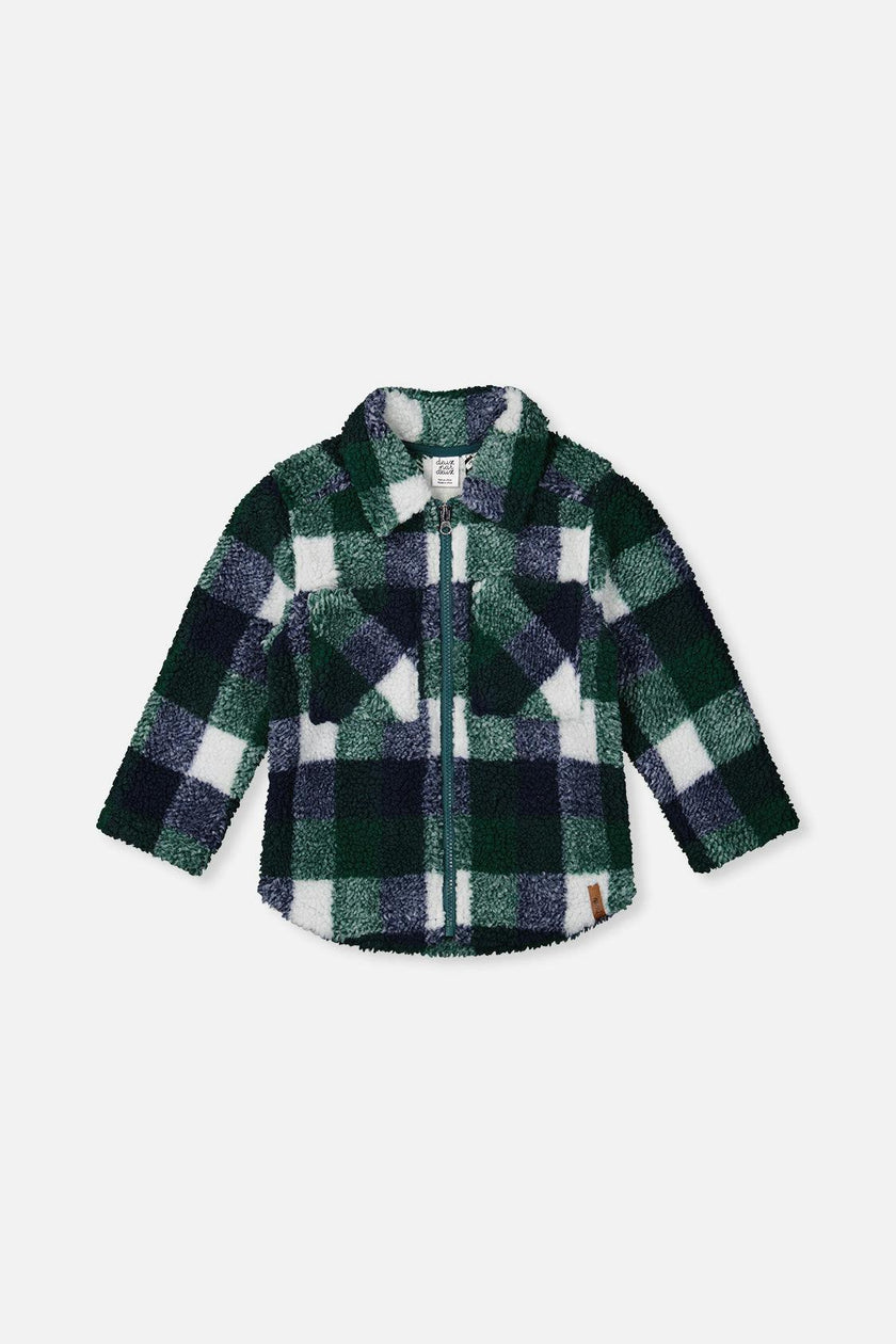 Zipped Overshirt Blue and Green Checks