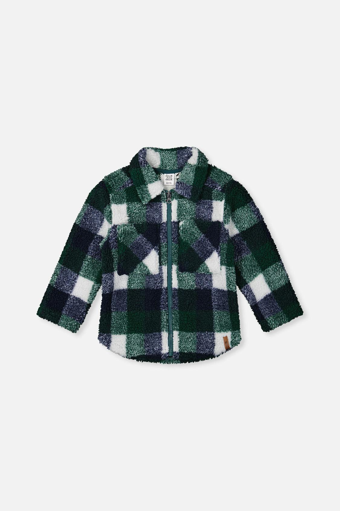 Zipped Overshirt Blue and Green Checks