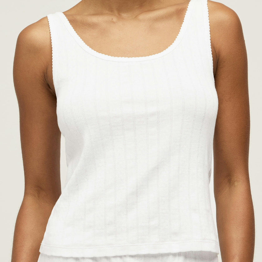 Women's Pointelle Tank in White