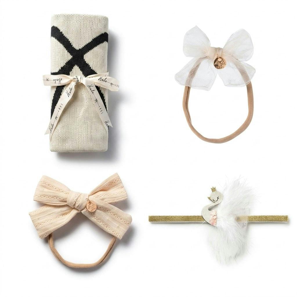 Halo Luxe Luxury Newborn Baby Girl Gift Bundle - Stylish Everyday Baby Accessories