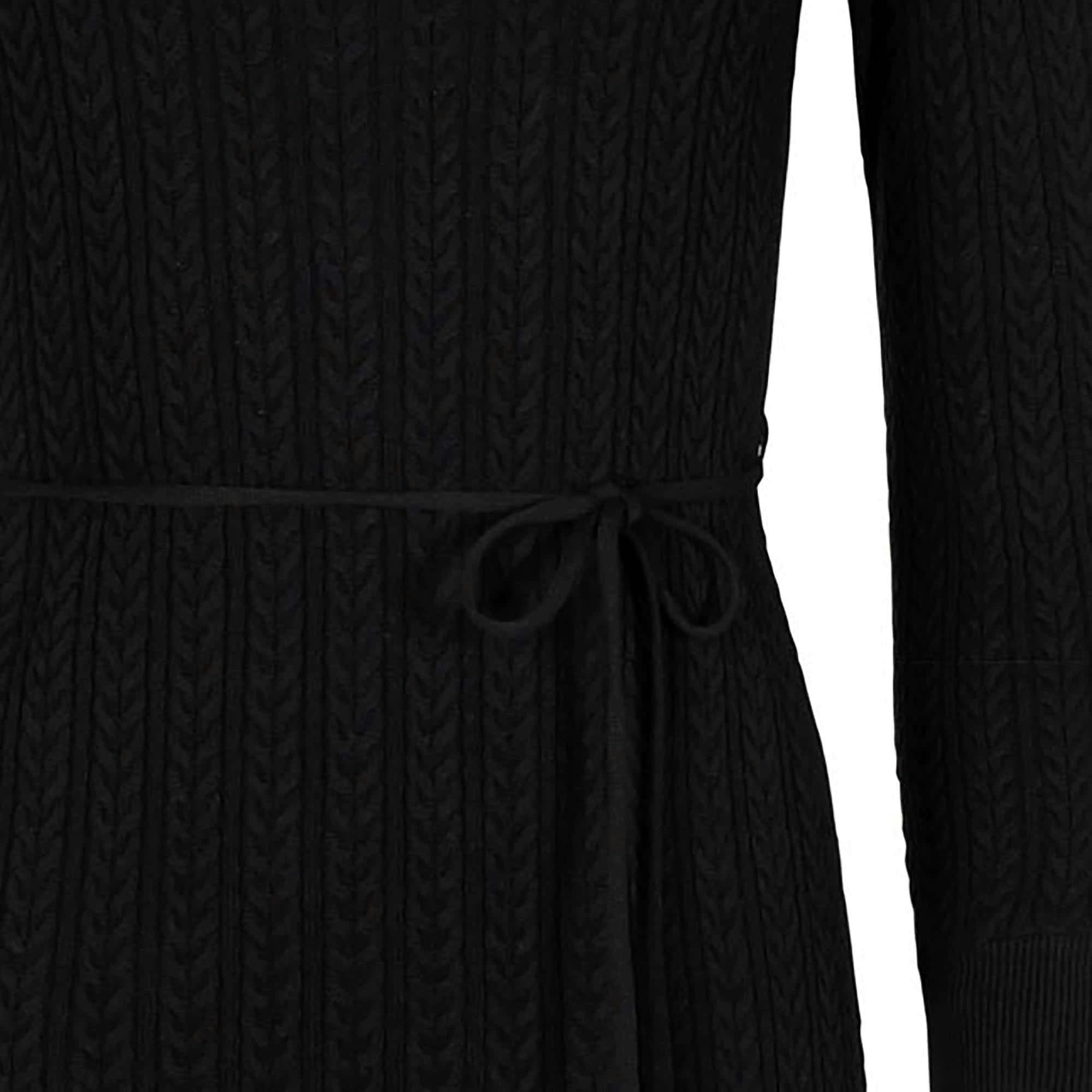 Organic Square Neck Cable Sweater Dress, Black