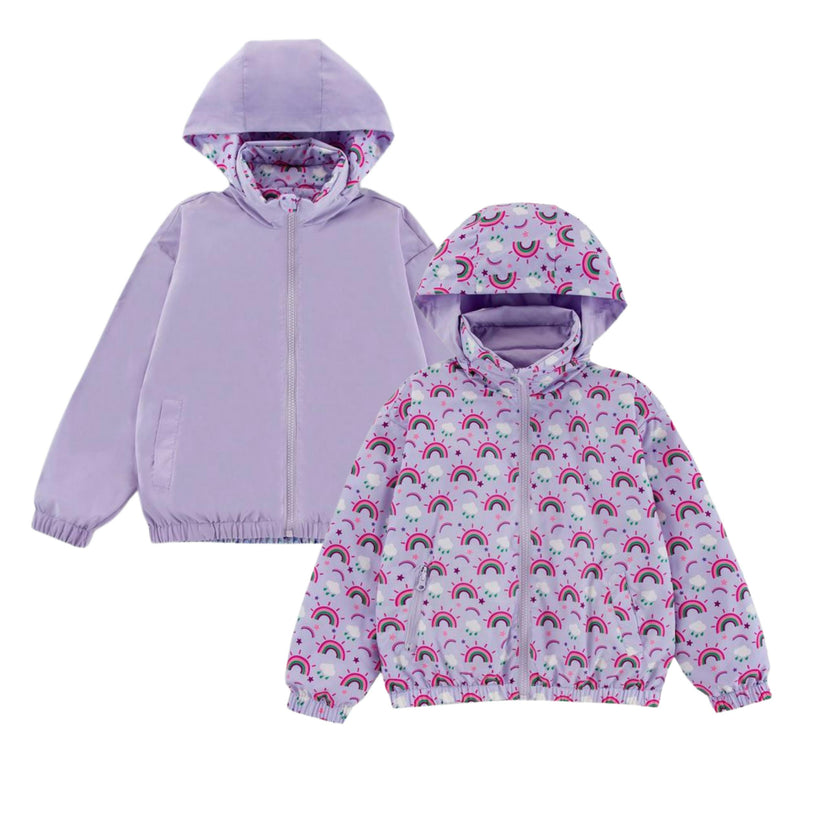 Max Reversible Rain Jacket Windbreaker, Purple Rainbow