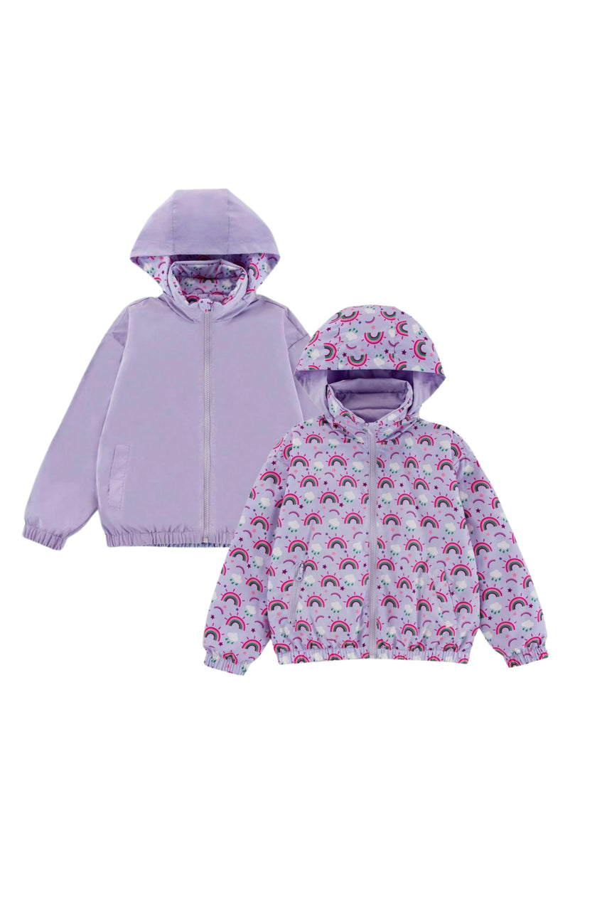 Max Reversible Rain Jacket Windbreaker, Purple Rainbow