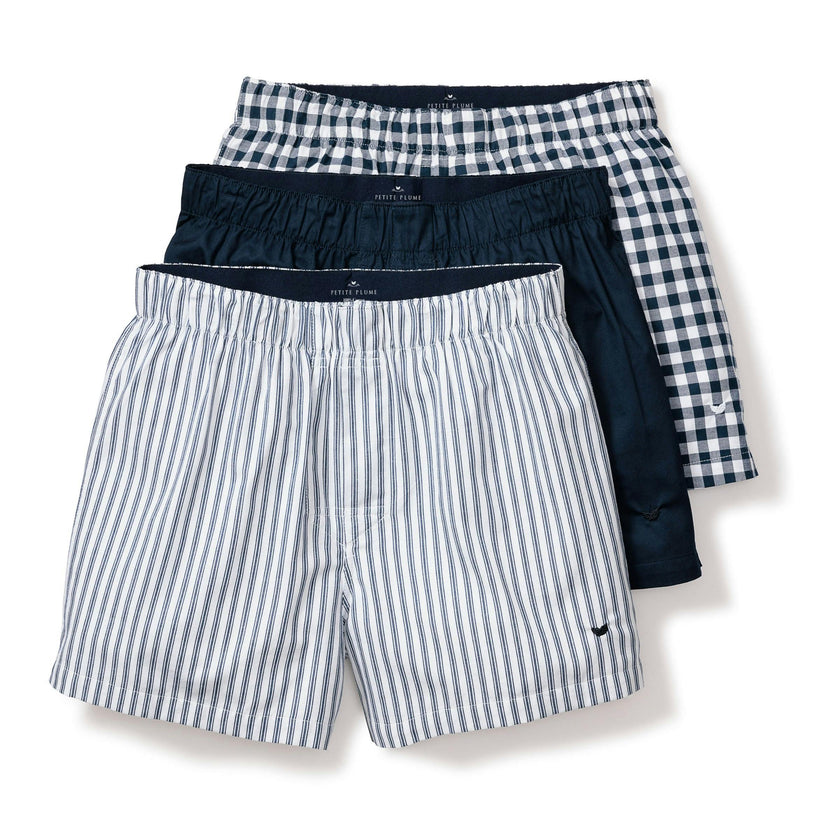 Men's Twill 3 Pack Boxers in Navy