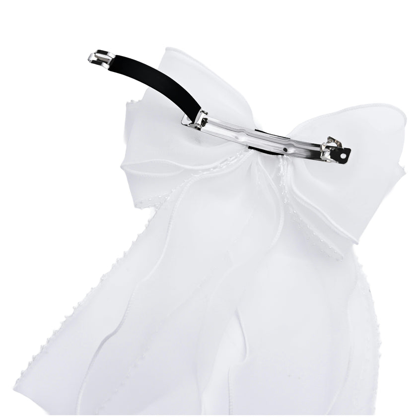 Sheer Organza Beaded-Edge Hair Clip