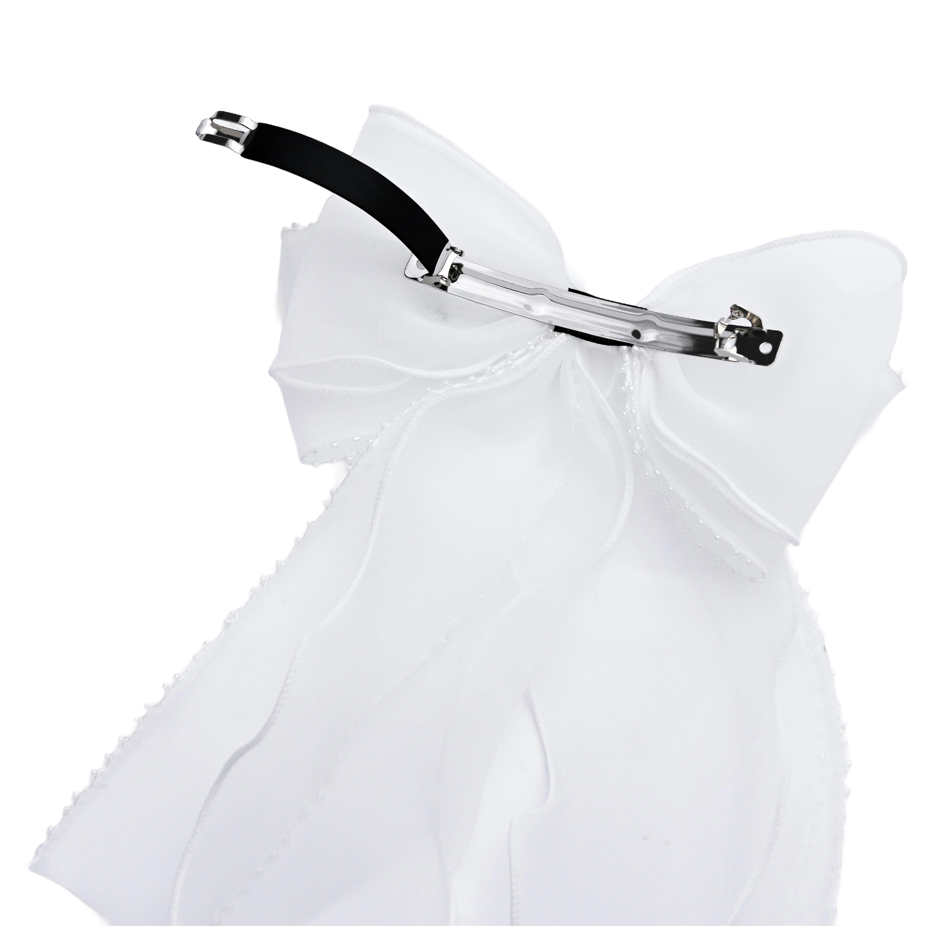 Sheer Organza Beaded-Edge Hair Clip