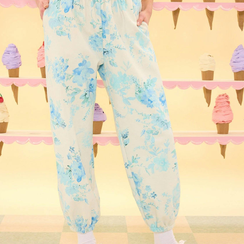 Kian Jogger Sweatpants in Blue Aquarelle Fleur