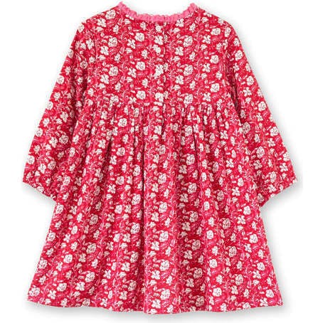 Toddler Floral Print Lace Trim Long Sleeve Dress