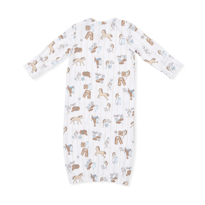 Cowboy Nursery - Lap Shoulder Gown & Beanie Hat