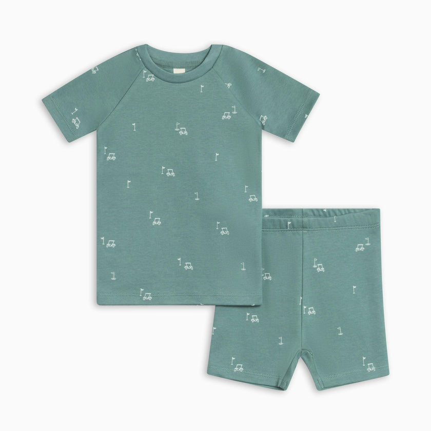 2-Piece Short Sleeve Jammie Set - Fairway / Laguna + Powder