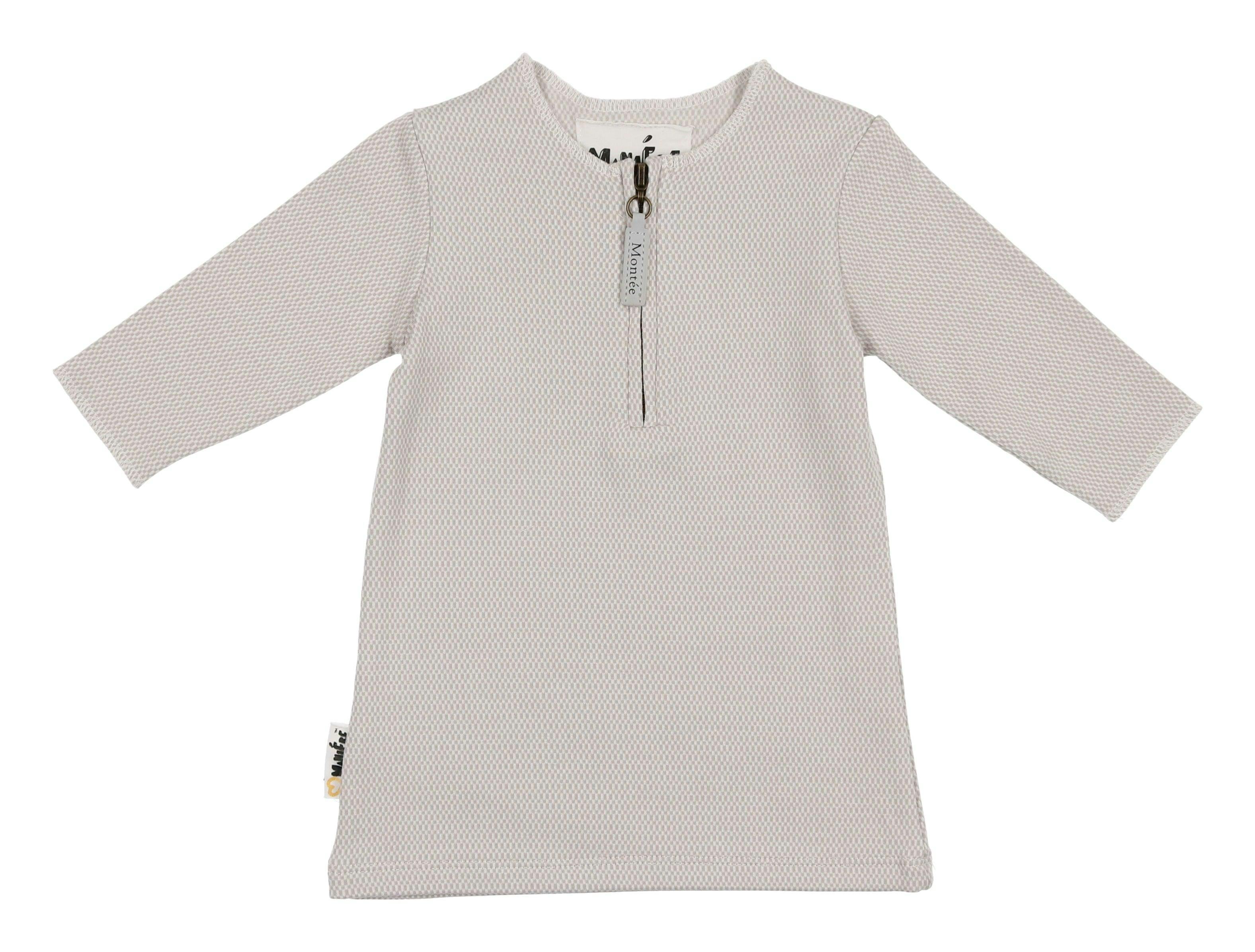 Microgrid Patterned 3/4 Sleeve Shirt