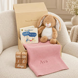 Personalized New Baby Bunny Blanket Gift set