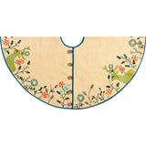 Handmade Embroidered Forest Scene Jute Christmas Tree Skirt Jute 60"