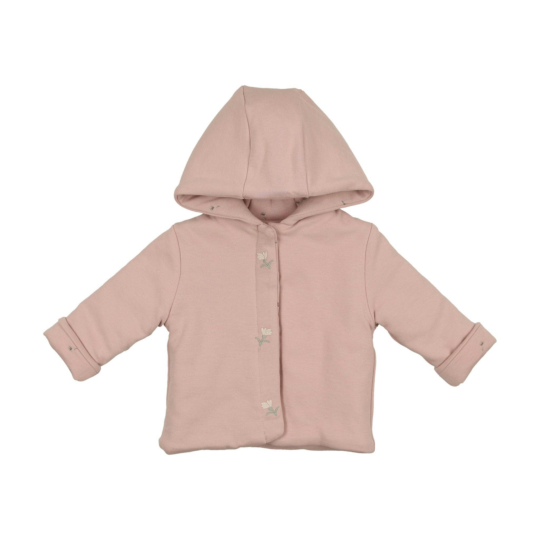 Plush Print Girls' Jacket Ivory & Pink