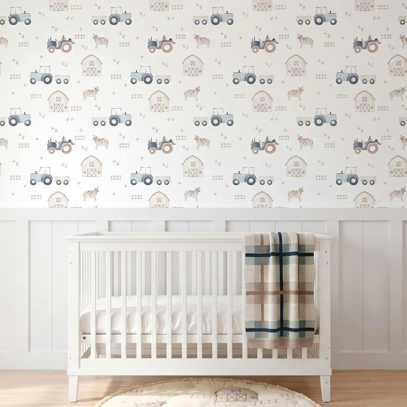 Charlie On the Farm Nursery Wallpaper