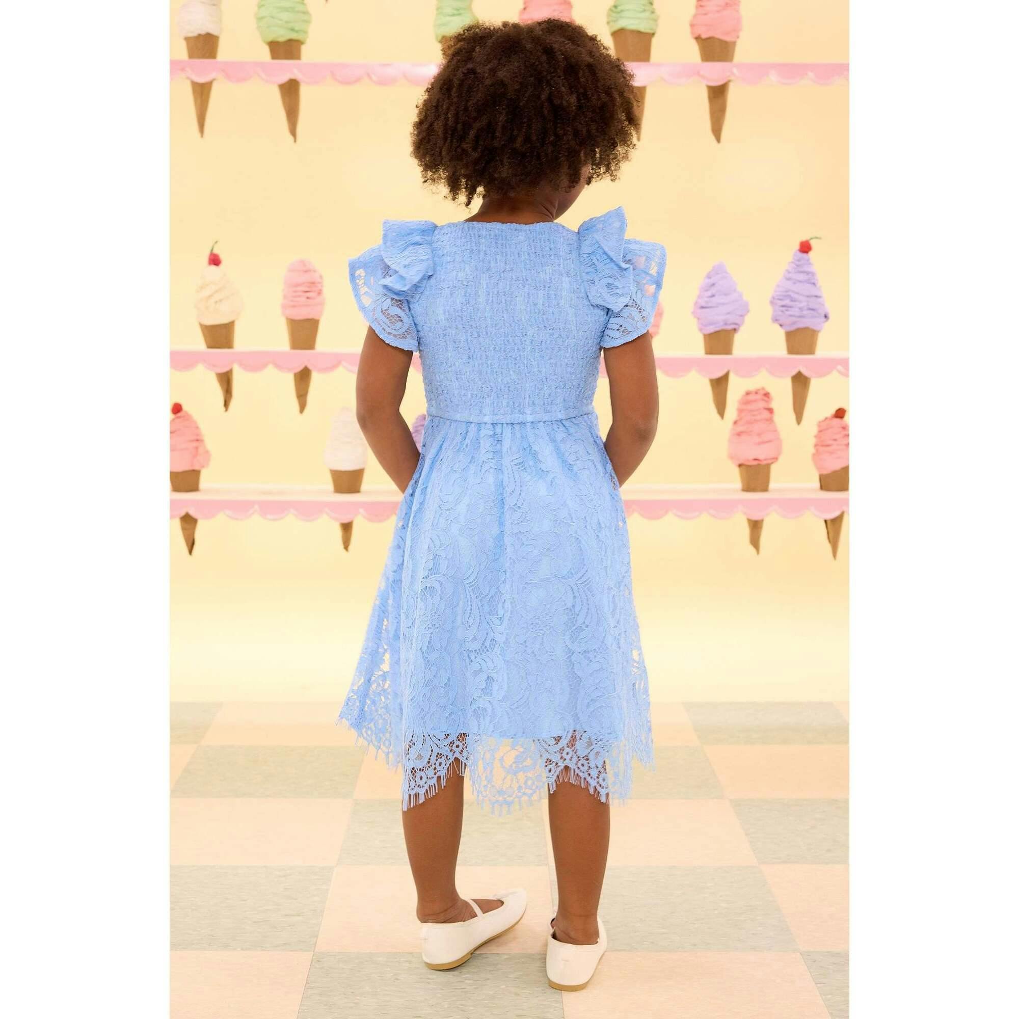 Mini Hattie Dress in Cornflower Blue Lace