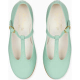 Pale Green Leather Girl T-Bar Shoes