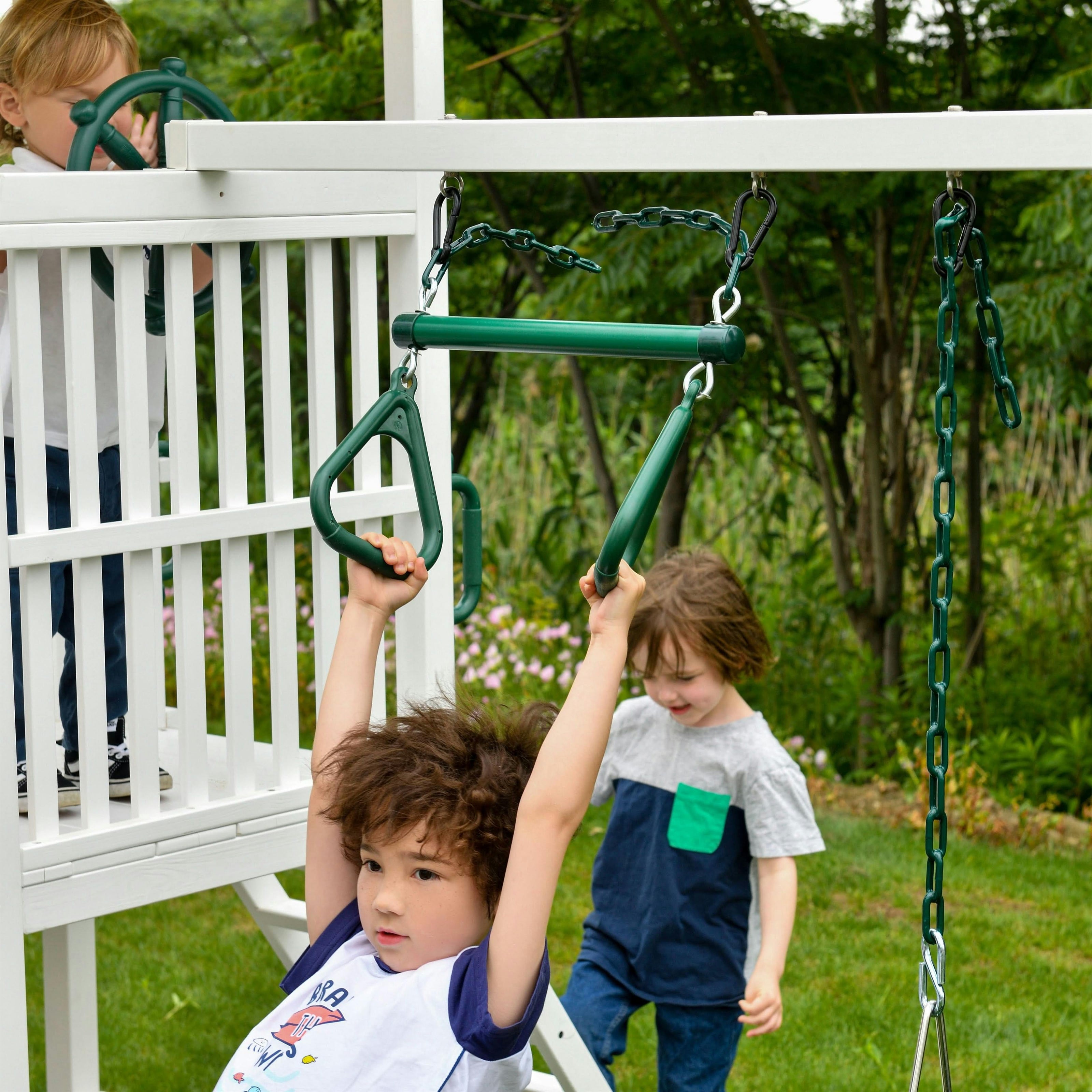 Craftsman | Modern Wooden Swing Set with Slide, Climber & Sandbox