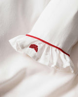Girl's Twill Sophia Nightgown in White with Red Piping