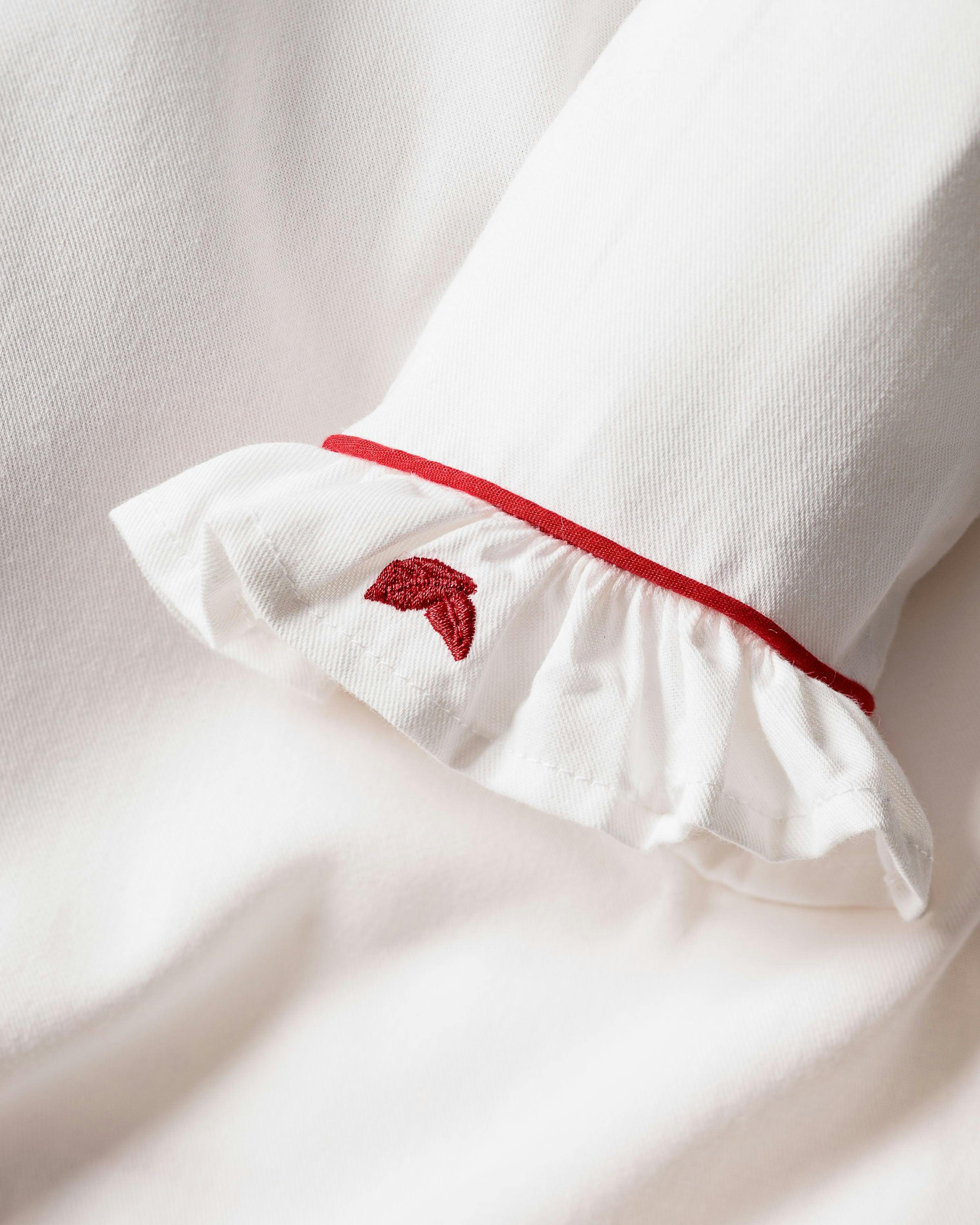 Girl's Twill Sophia Nightgown in White with Red Piping