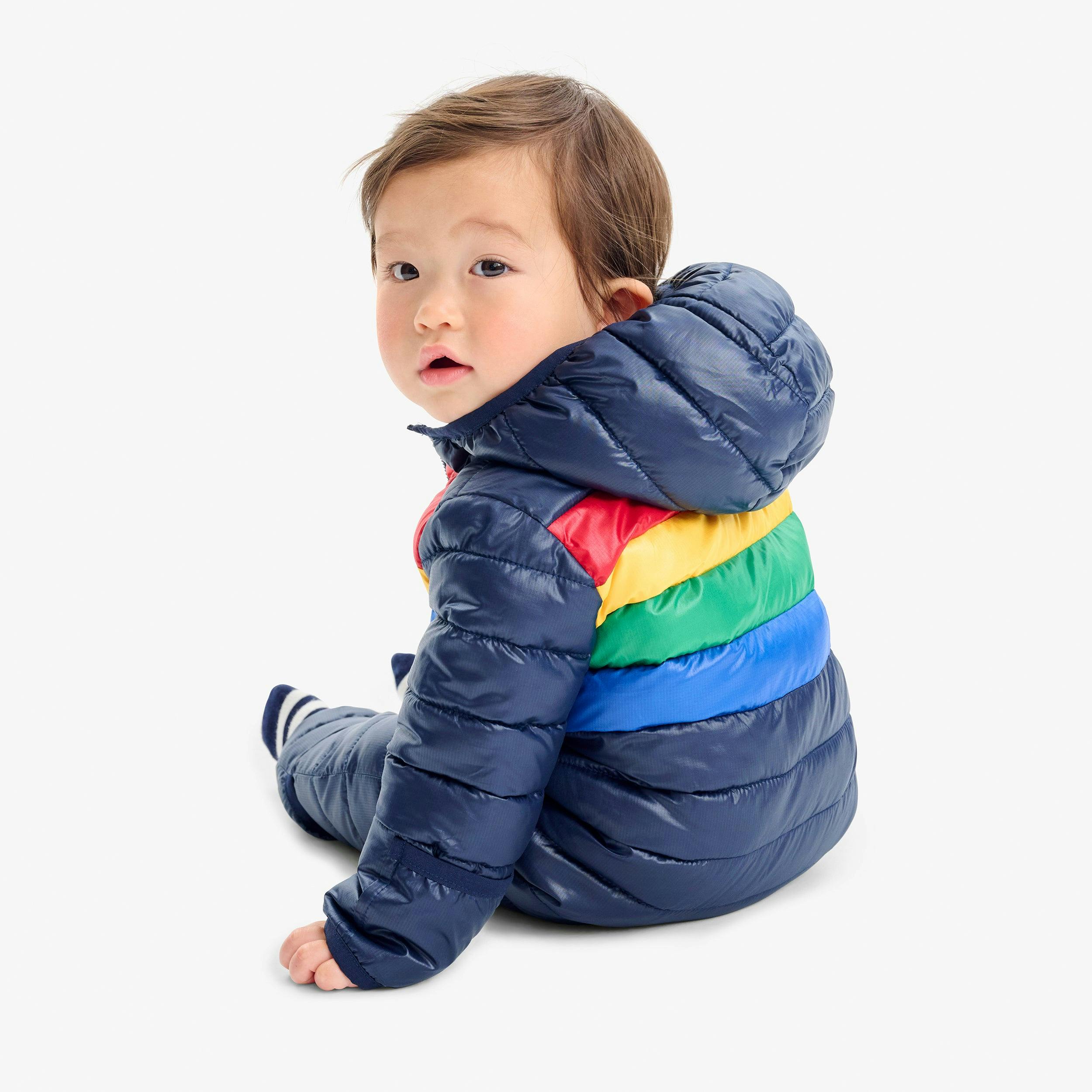 Baby stripe lightweight puffer suit