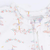 Carousel with Bows - 2 Way Ruffle Back Zipper Footie