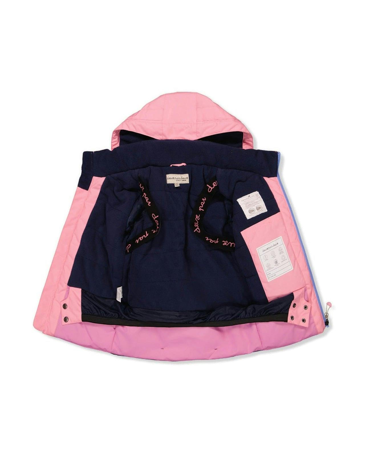 Two Piece Play Snowsuit Pink And Purple Colorblock With Watercolor Floral Print Pants