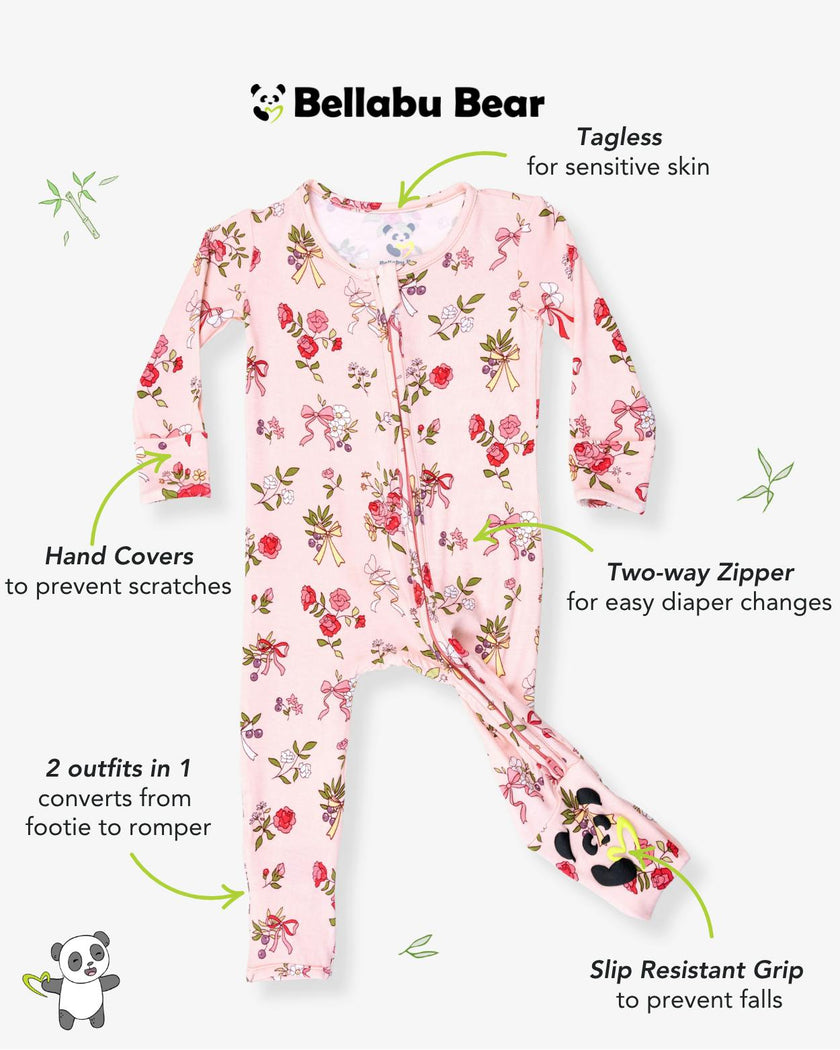 Bows & Blooms Bamboo Convertible Footie