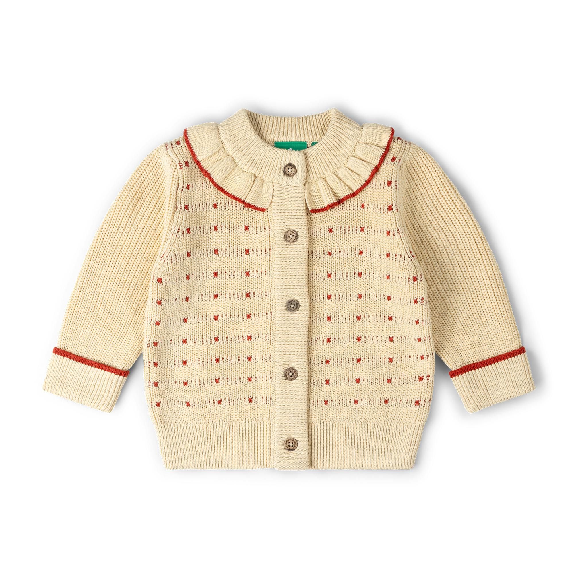 Oatmeal Frill Snuggly Knitted Cardigan, Cream