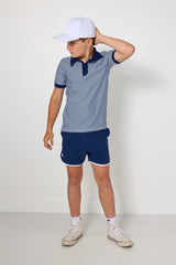 navy thin stripe polo shirt