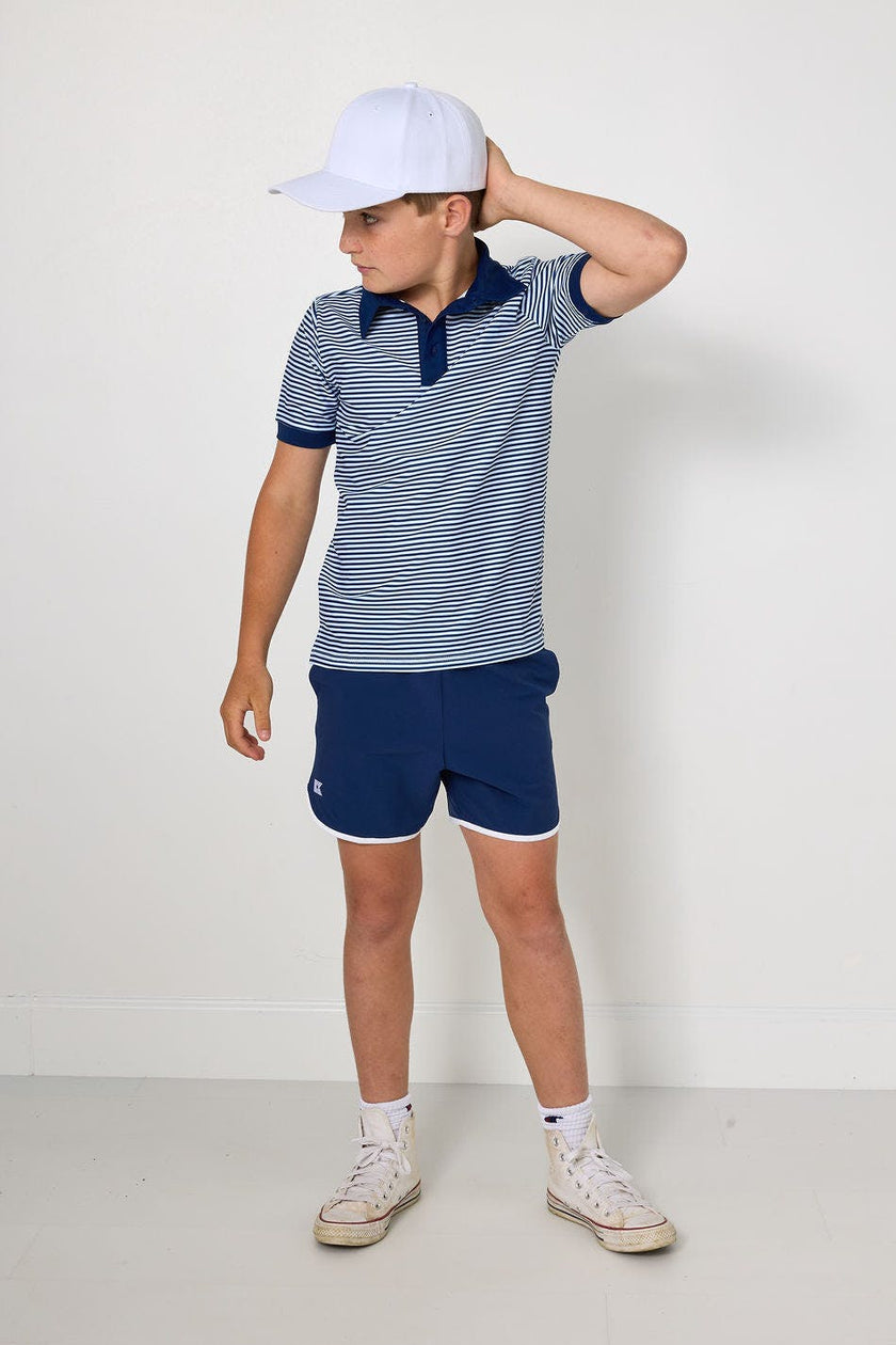 navy thin stripe polo shirt