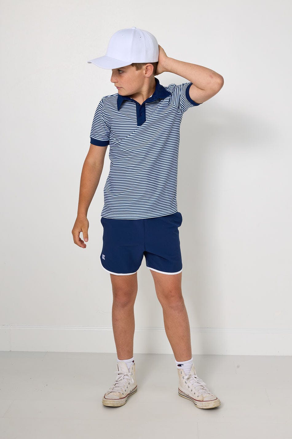 navy thin stripe polo shirt