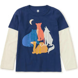 Animal Friends Crew Neck Layered Long Sleeve T-Shirt, Multi