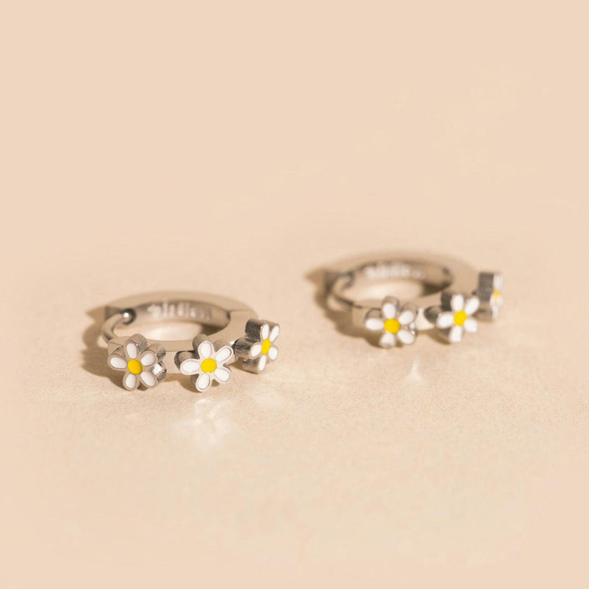 Daisy 3D Huggie Hoop Earrings