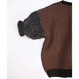 Chunky Ribbed Knit Round Neck Long Sleeve Wide Boxy Fit Sweater