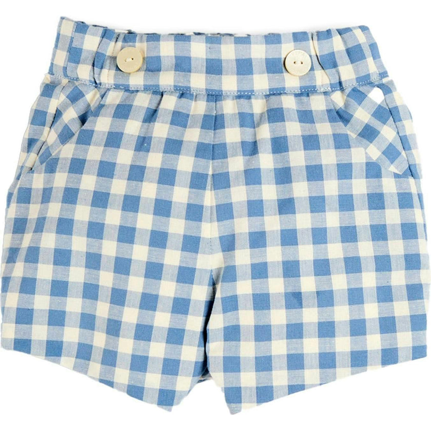 Darby Gingham Button Detail Bloomers in Blue (3mths-3yrs)