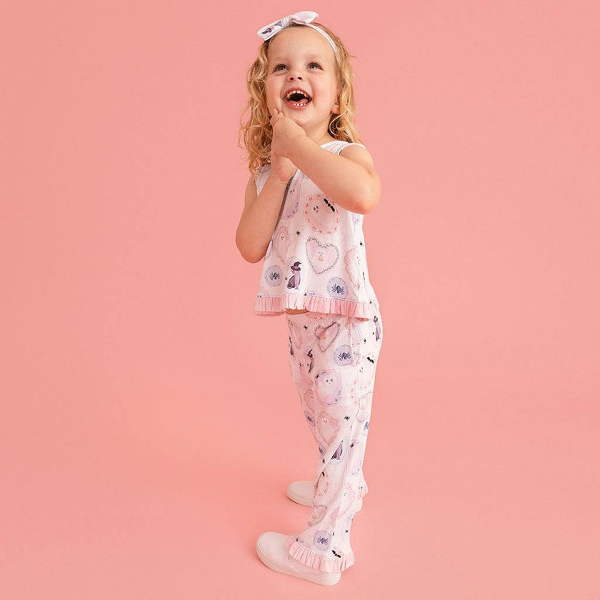 Posh Spooks Ruffled Bow Back Tank Pant Set