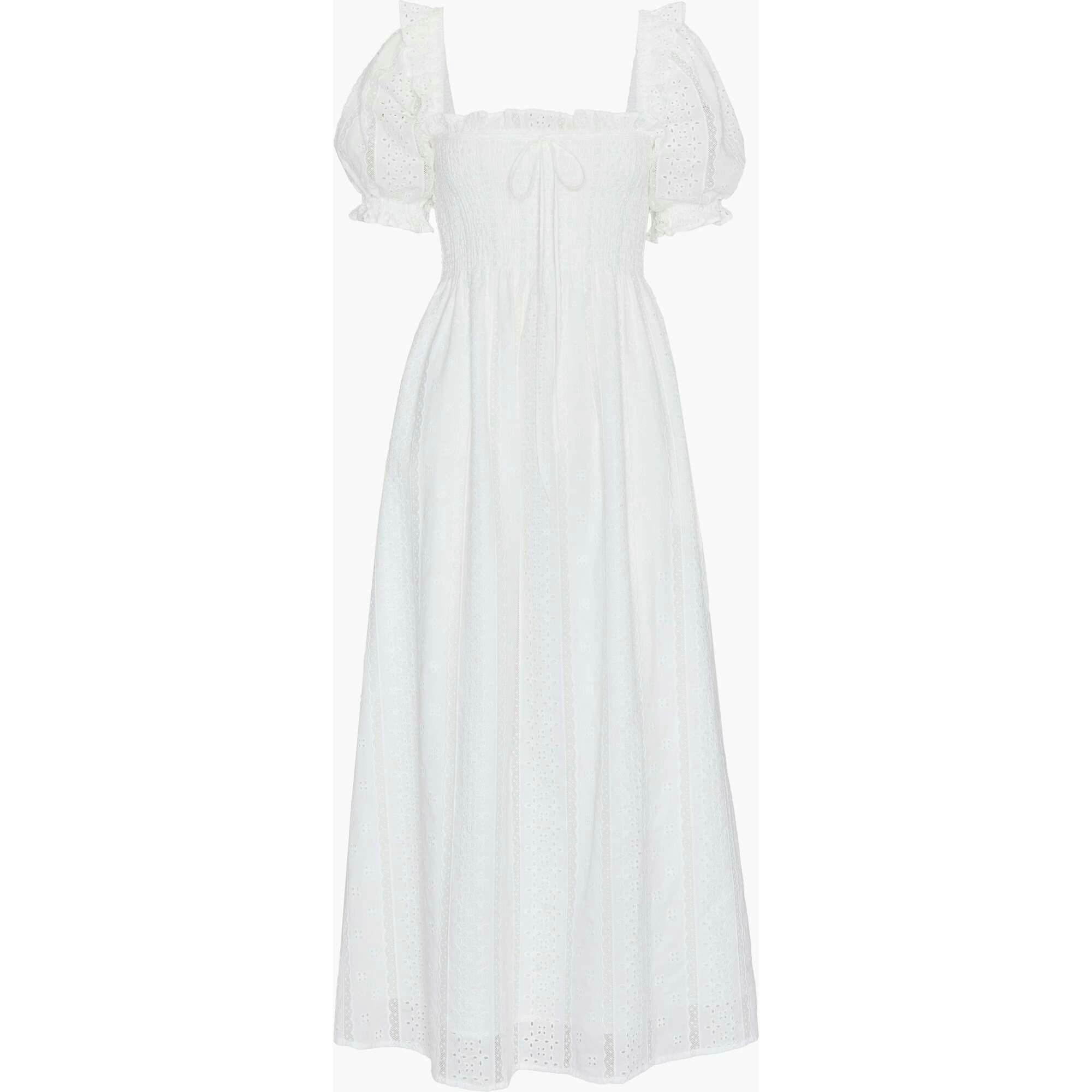 The Scarlett Nap Dress - White Broderie Voile