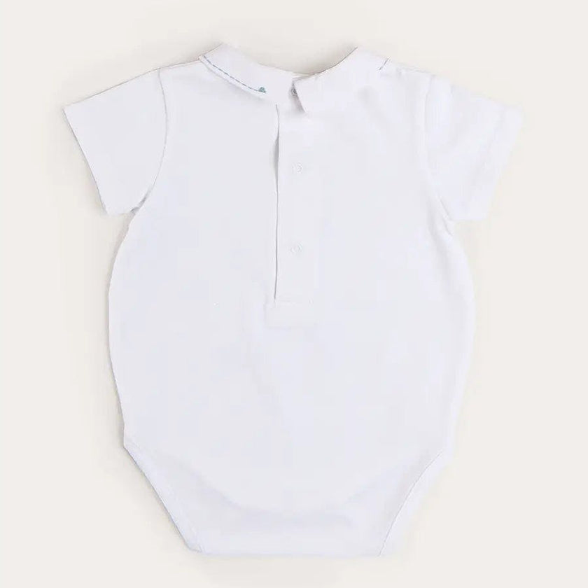 Plane Embroidery Short Sleeve Bodysuit in White (3mths-3yrs)