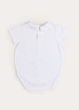 Plane Embroidery Short Sleeve Bodysuit in White (3mths-3yrs)
