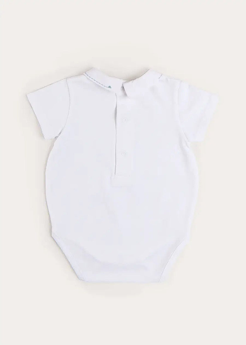 Plane Embroidery Short Sleeve Bodysuit in White (3mths-3yrs)