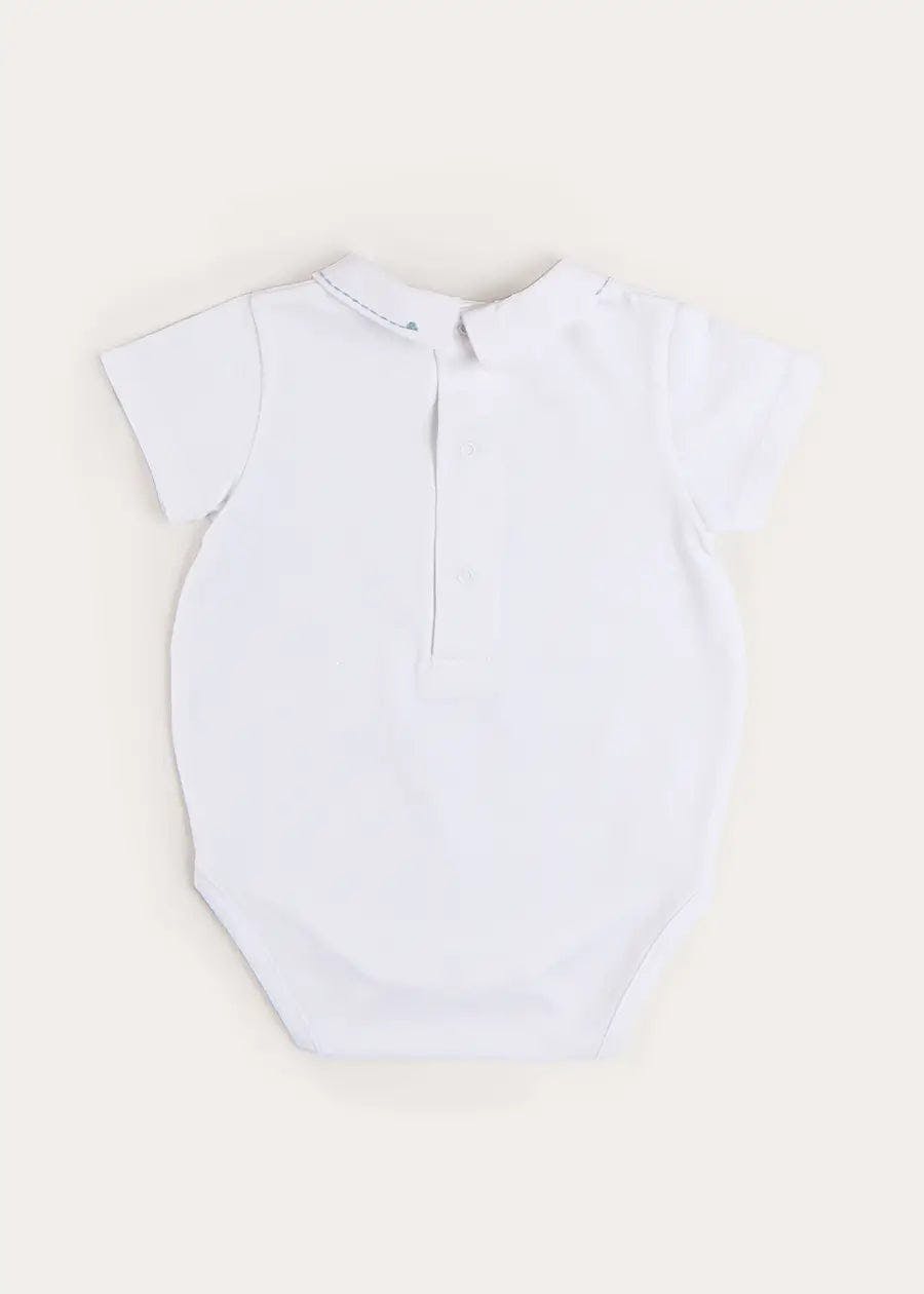 Plane Embroidery Short Sleeve Bodysuit in White (3mths-3yrs)