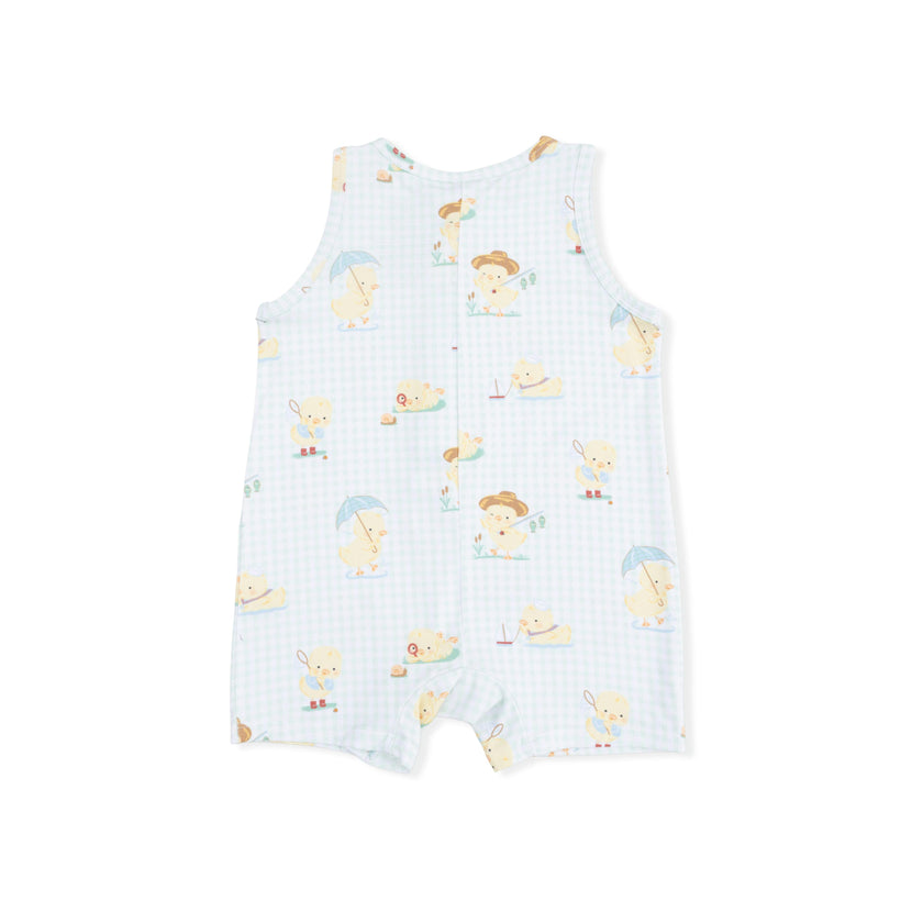 Vintage Spring Ducklings Green - Sleeveless Shortie Romper