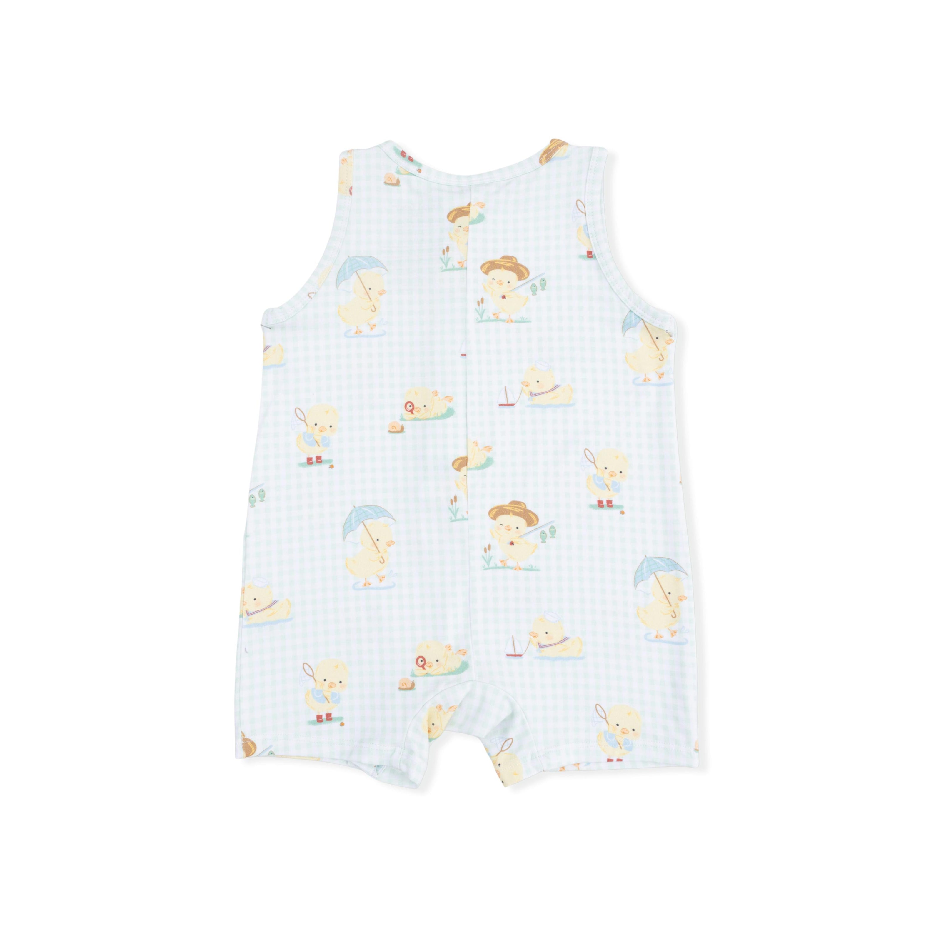 Vintage Spring Ducklings Green - Sleeveless Shortie Romper