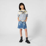 Blue Patchwork Denim Skirt
