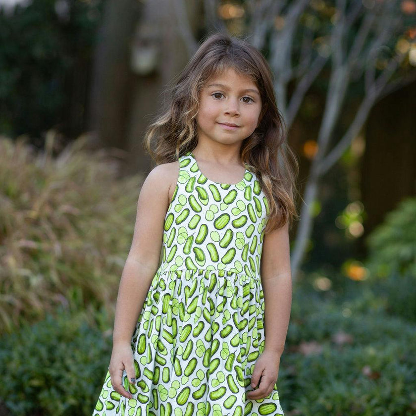 Cross Back Twirly Dress in Pickles
