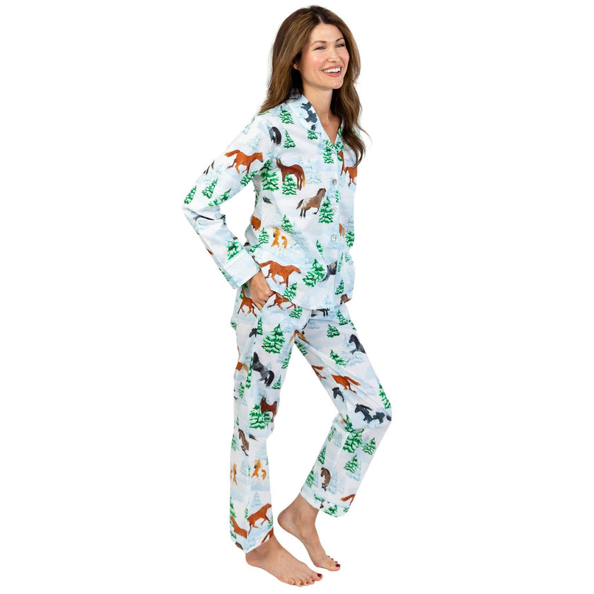 Women's Skydog Wild & Free Long PJ Set - Organic Cotton Poplin