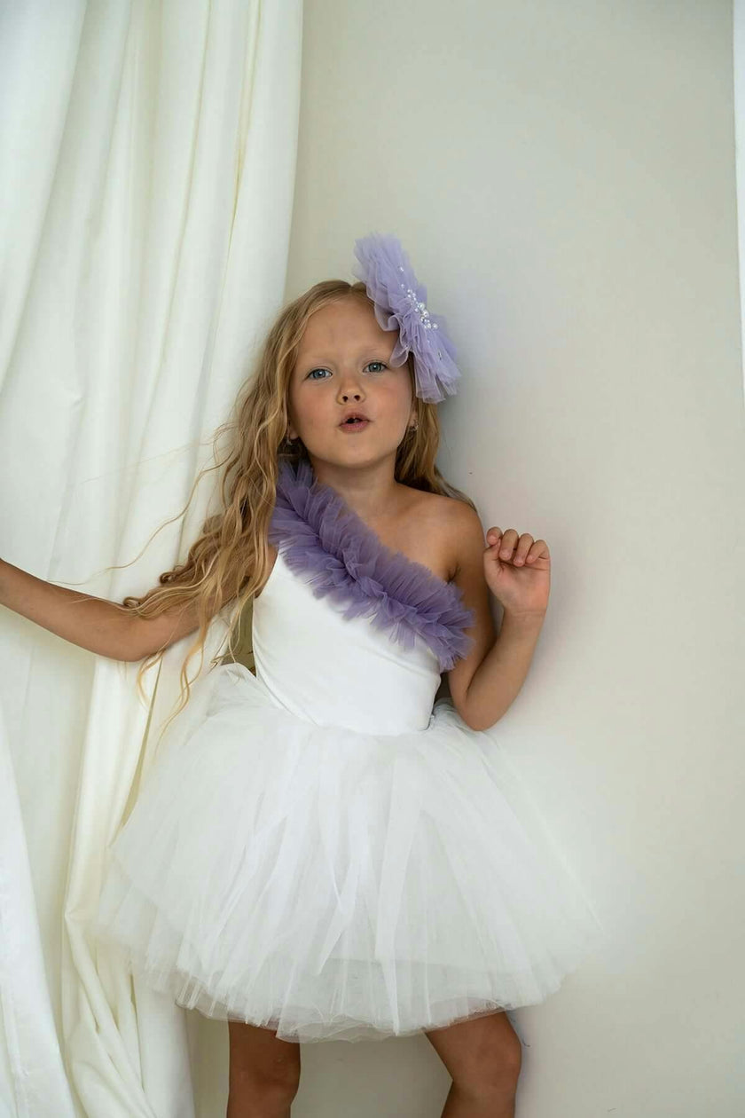 Lilac Ruffle One Shoulder Tutu Dress