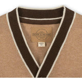 Organic Long Sleeve Tipped Cardigan Sweater, Beige