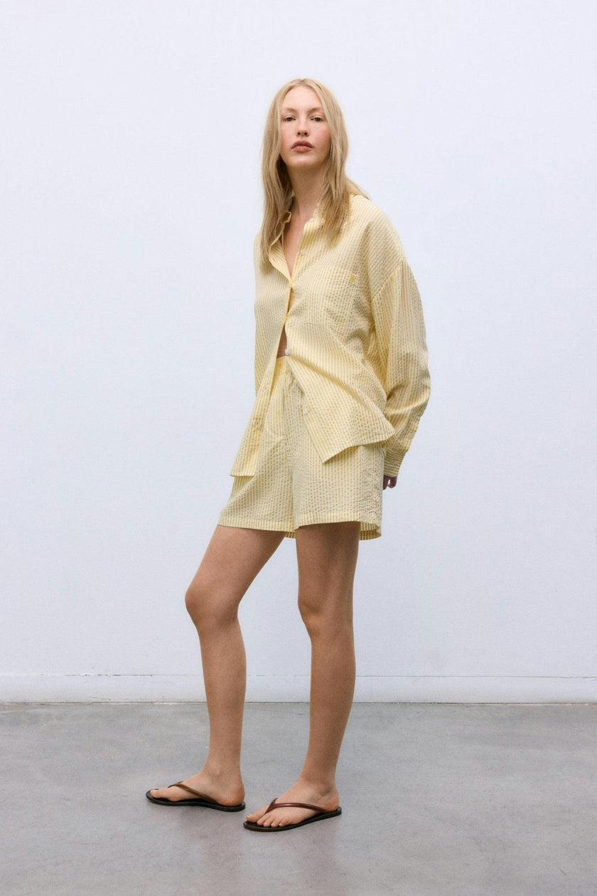 Alheli Woman Shirt  Mimosa Yellow Stripes